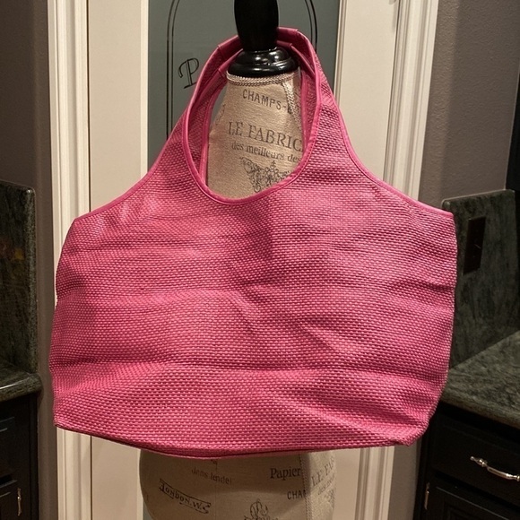 Neiman Marcus Hot Pink Woven Tote Bag Purse with Padded Straps - Picture 2 of 10